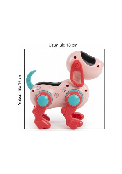 Yürüyen Robot Müzik Ve Işıklı 16 Cm Sallanan Kafalı Gerçekçi Haraketli Eğlenceli Oyuncak Köpek Pembe