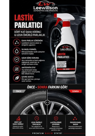 Lastik Parlatıcı Sprey 500 Ml-su Bazlı, Uzun Ömürlü, Koruyucu Etkili, Sararma Karşıtı