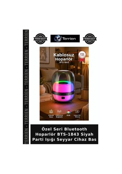 Özel Seri Bluetooth Hoparlör Bts-1843 Siyah Parti Işığı Seyyar Cihaz Bas