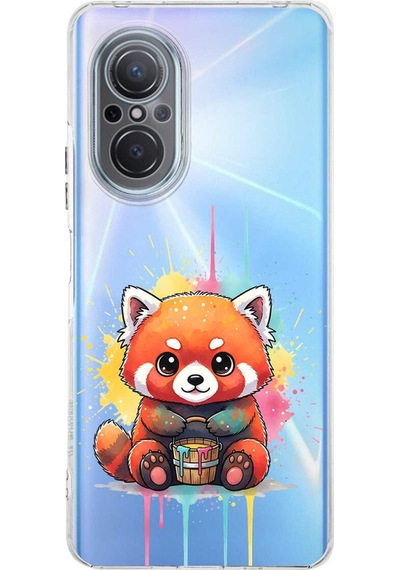 Huawei Nova 9 Se İle Uyumlu Splash Tilki Tasarımlı Şeffaf Silikon Kılıf Şeffaf