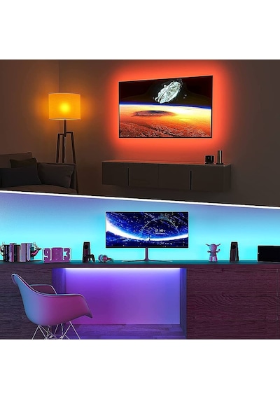Sese Duyarlı Tv Arkası Rgb Şerit Led Kumandalı 2 Metre