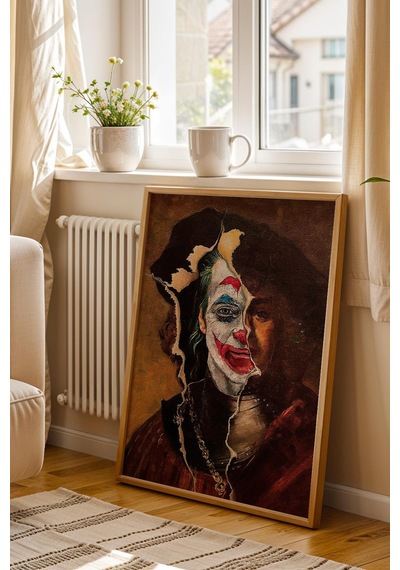 Joker Self Portrait Çerçeveli Tablo Sinemaseverlere Hediyelik Duvar Dekoru Modifiye Sanat