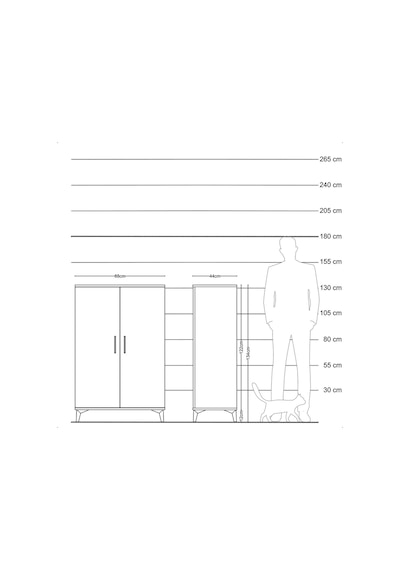 Hyperion Dolap 3 Raflı 2 Kapaklı 88x44x134 Çam-çam Çam