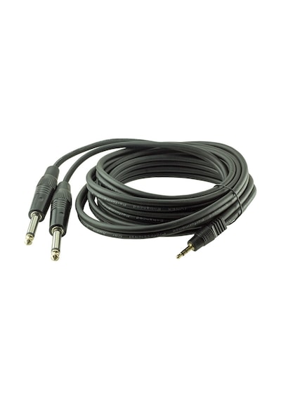 3.5 Mm Stereo Erkek / 2 X 6.3 Mm Mono Gitar Erkek Kablo 3 Metre 4434