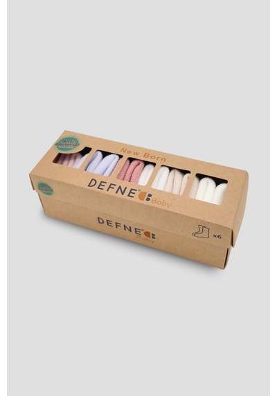 Defne Baby 5+1 Çift Kutulu Kız Newborn Yeni Doğan Ve Bebek Çorabı 0-6 Ay Karışık