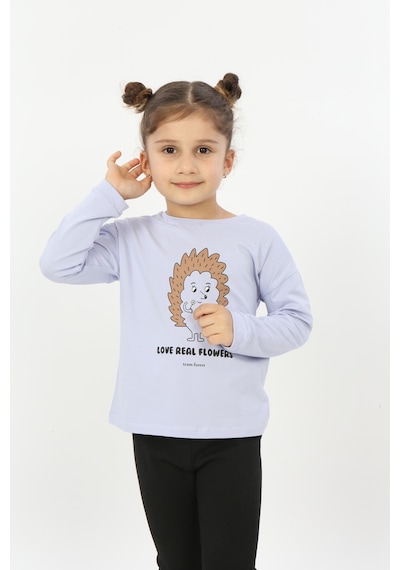 Toontoy Kids Toontoy Kız Çocuk Kirpi Baskılı Tişört Mavi