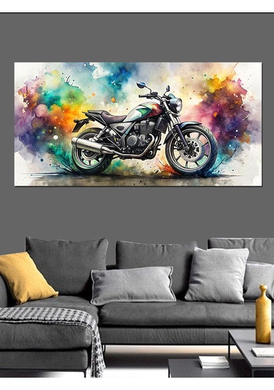 Kanvas Tablo Renkli Sanatsal Motosiklet