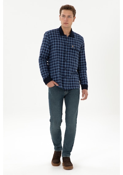 U.s. Polo Assn. Erkek İndigo Gömlek Desenli 50316574-vr028 Indigo