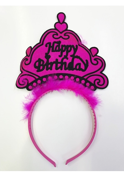 Happy Birthday Yazılı Neon Renk Taç 12  Adet