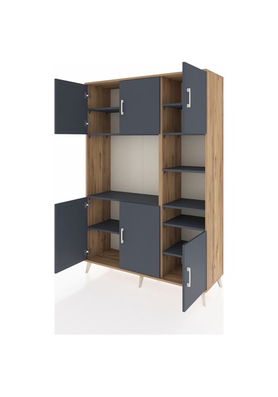 Hyperion Dolap 10 Raflı 6 Kapaklı 132x44x195 Çam-antrasit/ant... Çam