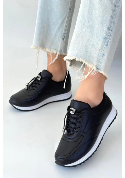 Asmi Shoes Kadın Ayda Bağcıklı Lastikli Ortopedik Rahat Taban Günlük Babet&spor Ayakkabı Siyah Siyah Asmi Shoes Kadın Ayda Bağcıklı Lastikli Ortopedik Rahat Taban Günlük Babet&spor Ayakkabı Siyah Siyah