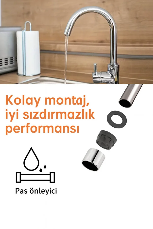 Musluk Perlatörü Su Tasarruflu Krom Pirinç Musluk Ucu Sıçratmaz 1 Adet