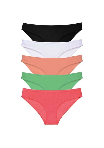 5 Adet Süper Eko Set Likralı Kadın Slip Külot 517 Çok Renkli