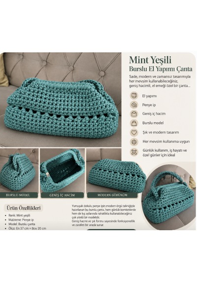 Mint Yeşili Burslu Çanta Mint Yeşil