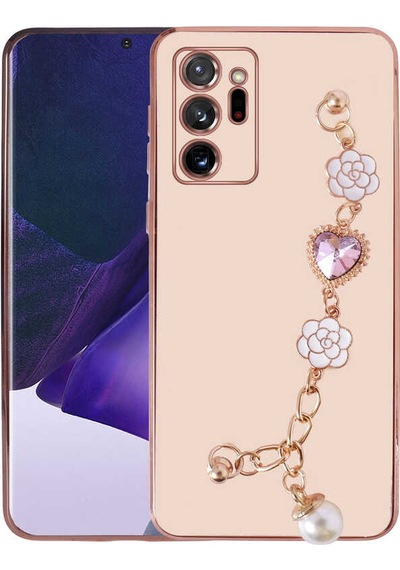 Galaxy Note 20 Ultra Uyumlu El Tutamaçlı Kamera Korumalı Zore Taka Silikon Kılıf-pembe Pembe