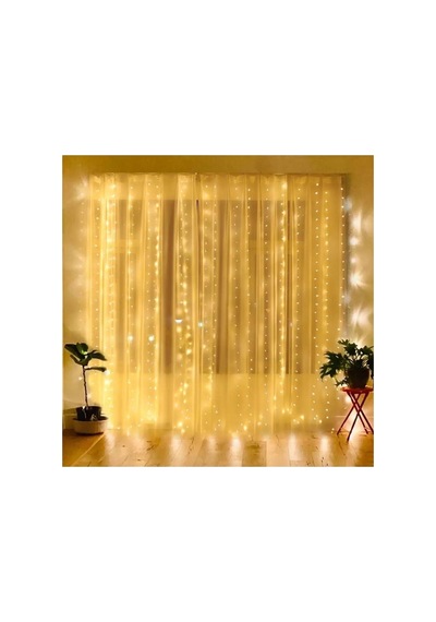 Peri Telli Perde Led Işık Kumandalı 300 Ledli 3 X 3 Metre Usb'li 8 Animasyonlu Günışığı Yıld Gün Işığı