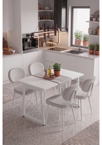 Vilinze Deniz Sandalye Biga Mdf Sabit Metal Ayak Mutfak Masası Takımı - 70x120 Cm Sigmakrem Vilinze Deniz Sandalye Biga Mdf Sabit Metal Ayak Mutfak Masası Takımı - 70x120 Cm Sigmakrem
