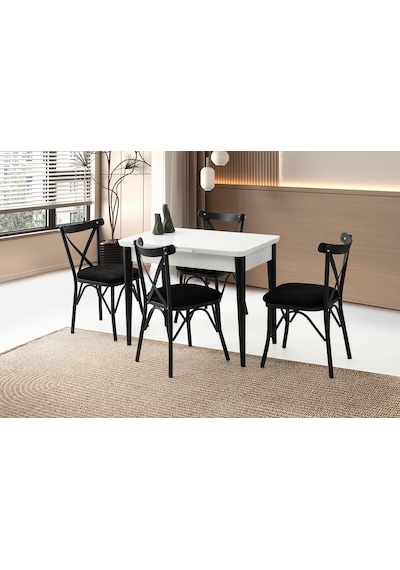 Tekno Bahar Mdf Açılır Mutfak Masa Sandalye Takımı 60x100 beyaz