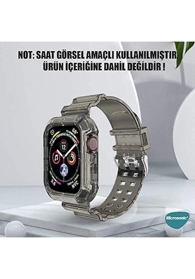 Apple Watch  Uyumlu-  Series 3 38mm İçin Kordon Transparent Clear Band Siyah