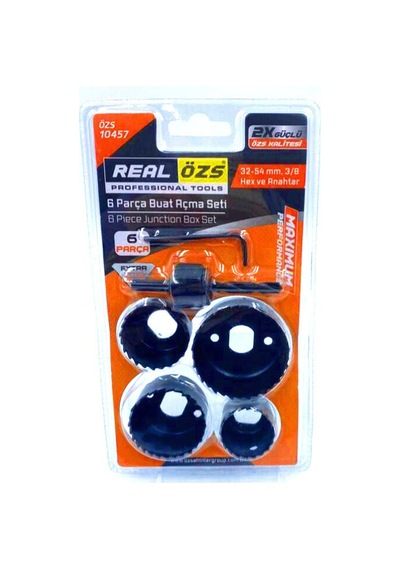 6 Parça Buat Açma Panç Seti 38-54mm- 3/8 Hex - Anahtar 5705