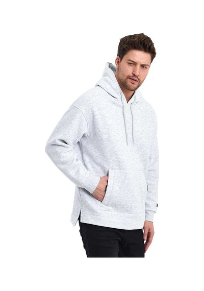 Adams Kapüşonlu Oversize Kanguru Cep Şardonlu 3 İplik Erkek Sweatshirt 001