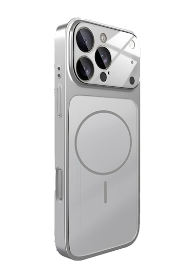 iPhone Uyumlu 15 Pro Magsafe Destekli 17 Serisi Görünümlü Kamera Korumalı Grade Telefon Kılıfı Gri