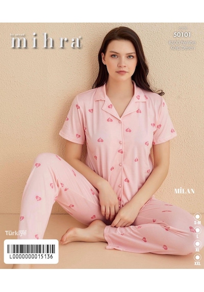 Miressa Düğmeli Pijama Takımı Pembe