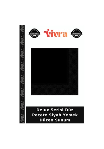 Delux Serisi Düz Peçete Siyah Yemek Düzen Sunum