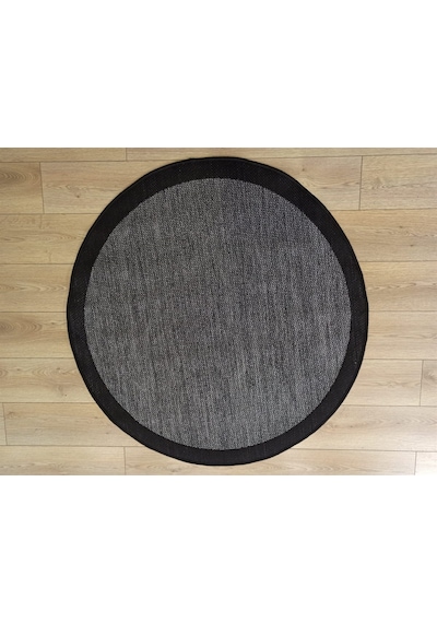 Çam Halı Sisal 9714 Gri / Siyah Bordürlü Jüt Sisal Kilim - 100x200
