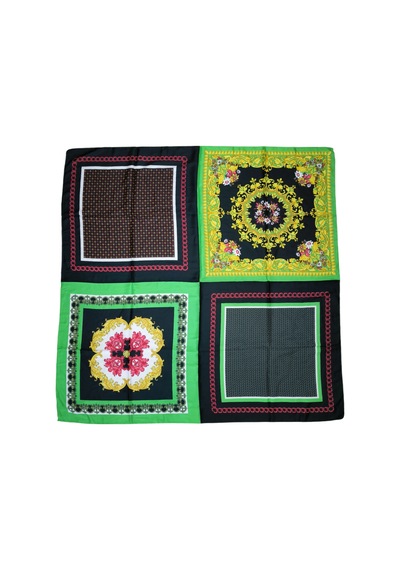Tikitonki Geometrik Desenli Çok Parçalı Kare Kesim Eşarp - 90x90 Çok Renkli Çok Renkli