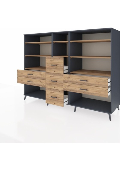 Kronos Dolap 8 Raflı 7 Çekmeceli 220x59x163 Antrasit-çam Antrasit-çam Kronos Dolap 8 Raflı 7 Çekmeceli 220x59x163 Antrasit-çam Antrasit-çam