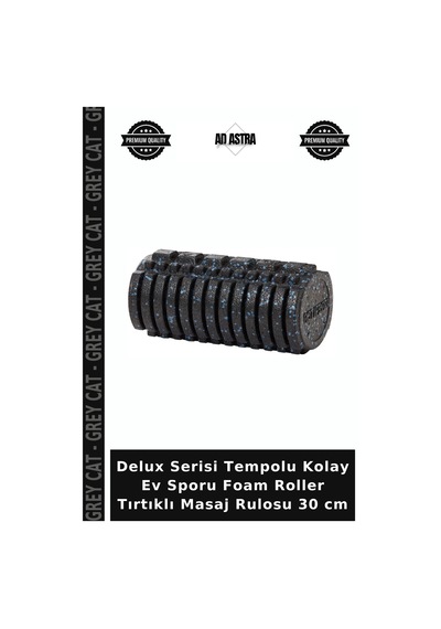 Delux Serisi Tempolu Kolay Ev Sporu Foam Roller Tırtıklı Masaj Rulosu 30 Cm Siyah - Mavi
