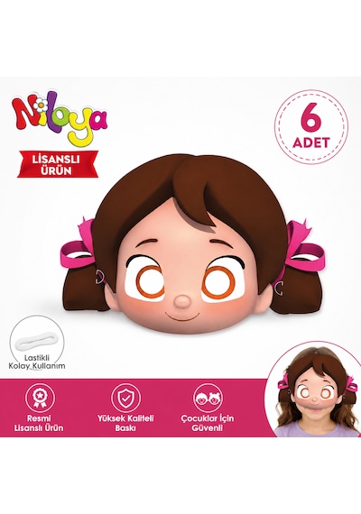 Niloya Lisanslı Parti Maskesi 6'lı Set Lastikli Karton Çocuk Maskesi Doğum Günü Parti Malzemesi Niloya Maske Tüm Yaşlar Niloya Lisanslı Parti Maskesi 6'lı Set Lastikli Karton Çocuk Maskesi Doğum Günü Parti Malzemesi Niloya Maske Tüm Yaşlar