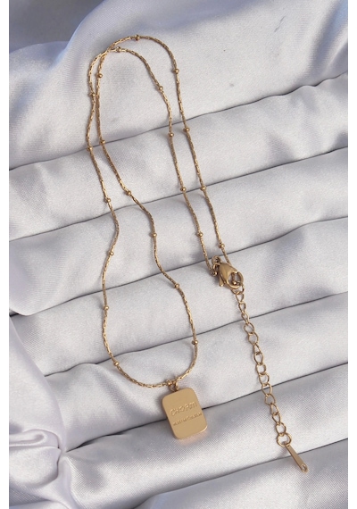 316l Çelik Gold Renk Kare Charm Model Kolye Çok Renkli