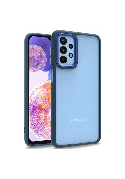 Zore Samsung Galaxy Uyumlu A23 Kılıf Omsy Flora Kapak - Mavi