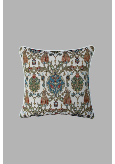 Kırlent Kılıfı Goblen Dokuma Kumaş - 45x45cm Çift Taraflı Biyeli Dekoratif Kırlent Kılıfı - Vs-1067 Çok Renkli