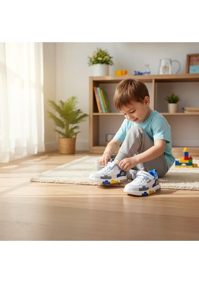 Promax Çocuk Işıklı Cırtlı Patik Spor Ayakkabısı 26-30 Beyaz Sax