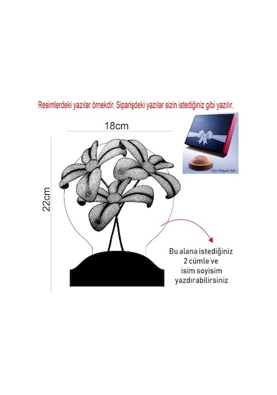 3D Led Lamba Yeni Yıl Hediyesi Çiçek Buketi Led Lamba
