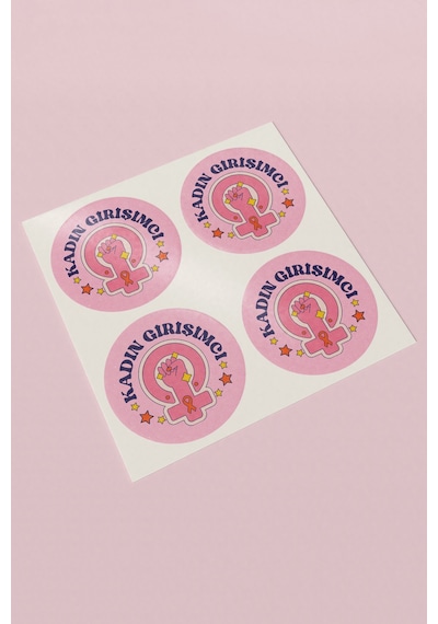 Kadın Girişimci Yuvarlak Sticker Paket Etiketi 3x3cm St2420 Çok Renkli