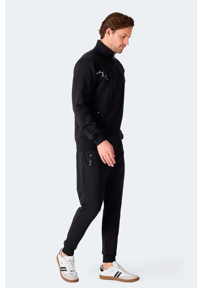 Slazenger Felon Erkek Fermuar Cepli Siyah Eşofman Takımı Siyah