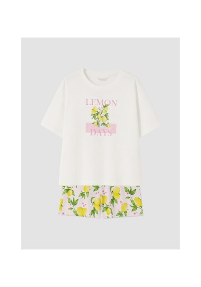 Lcw Dream Pembe Limon Baskılı Kadın Şortlu Pijama Takımı