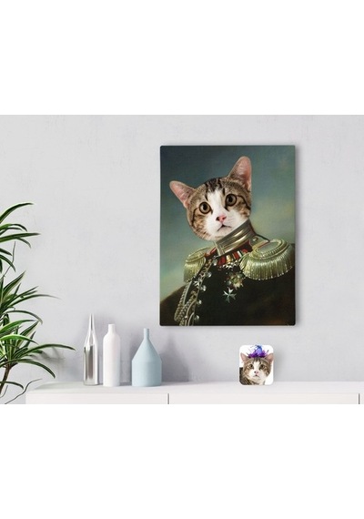 Kişiye Özel Evcil Dost Rönesans Tasarımlı Kanvas Tablo 30X50Cm-3