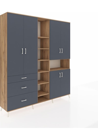Hyperion Dolap 13 Raflı 3 Çekmeceli 6 Kapaklı 220x44x243 Çam-antrasit/antrasit Çok Renkli Hyperion Dolap 13 Raflı 3 Çekmeceli 6 Kapaklı 220x44x243 Çam-antrasit/antrasit Çok Renkli
