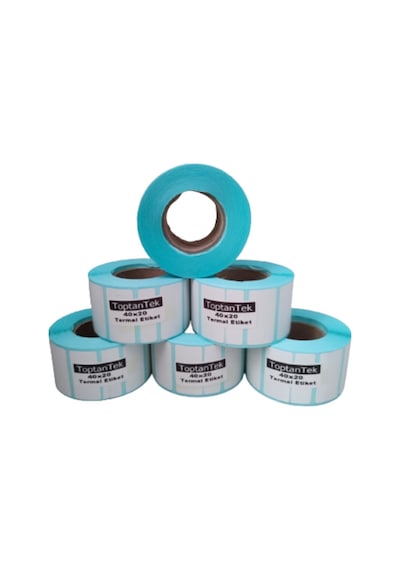 40x20 Termal Etiket G.40 Mm Y.20 Mm Bir Rulo 1000 Adet Etiket Tam Metraj Toplam 6 Rulo