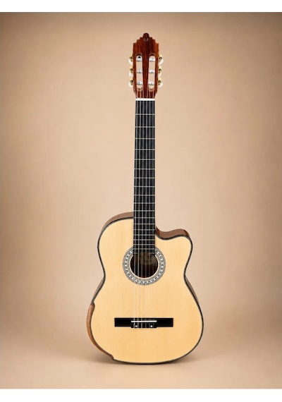 Maygar Mgt-600b Ceq İnce Kasa Elektro Klasik Gitar Kılıf, Kapo Ve Pena Hediyeli Naturel