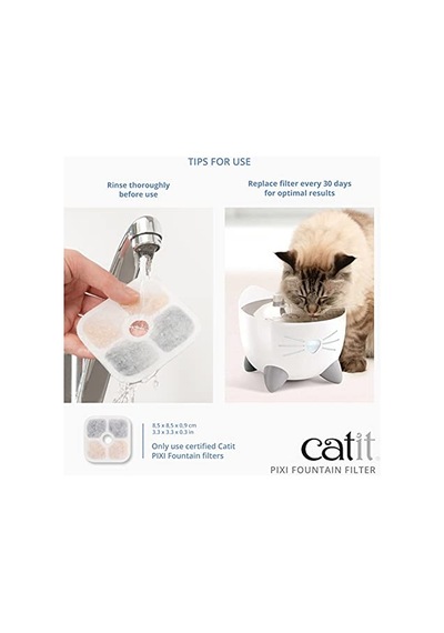 Ayrex 43722 Pixi Yedek Filtre, Catit Pixi Su Çeşmesi İçin İçme Çeşmesi Filtresi, 6'li Paket Diğer