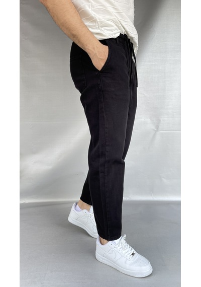 Yumuşak Denim Boyfriend Pantolon Siyah
