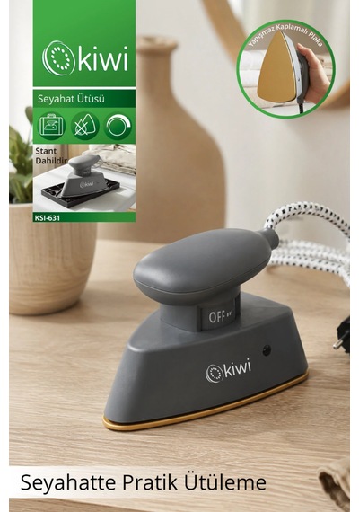 Ksı-631 Seyahat Ütüsü Kompakt Tasarım Yapışmaz Taban Isıya Dayanıklı Stand