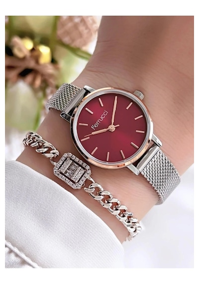 Ferrucci Fc63208 Minimal Kasa Hasır Ayarlanabilir Çelik Kordon Kadın Kol Saati Rose Gold