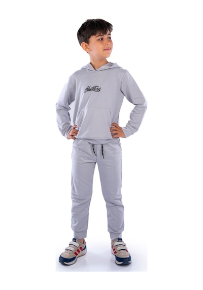 Mnk Baby & Kids Adventure Nakış Kanguru Cepli Kapüşonlu Çocuk Eşofman Mnk10072 Açık Gri Mnk Baby & Kids Adventure Nakış Kanguru Cepli Kapüşonlu Çocuk Eşofman Mnk10072 Açık Gri